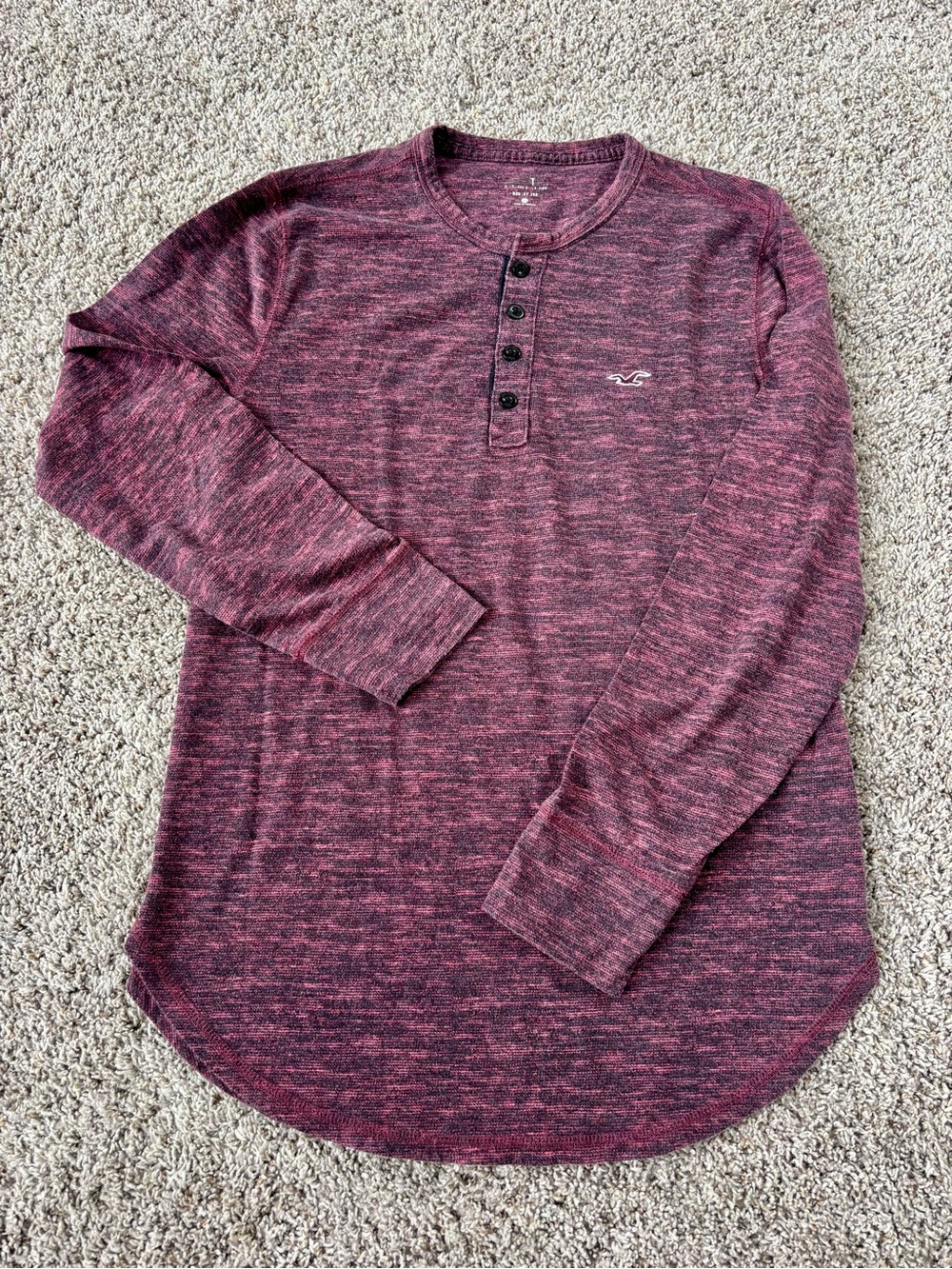 Hollister Men’s Long-Sleeve Henley - Maroon Heather